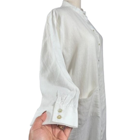 NWT Eileen Fisher Orgnc Linen Mandarin Collar Lagenlook Tunic ShirtDress SZ1X - Picture 9 of 16